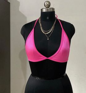 Hot Pink Halter Bikini Top