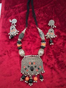 Oxidized Necklace with Earrings
