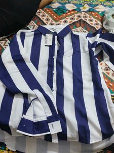 Blue &amp; White Striped Button-Up Shirt