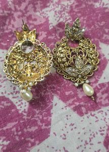 Elegant Gold Tone Pearl Drop Earrings