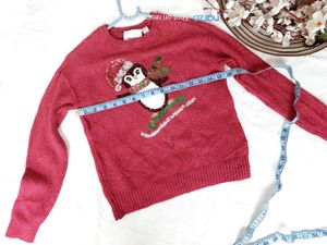 Girls' Christmas Penguin Sweater