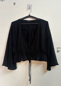Chic Black Bell Sleeve Top