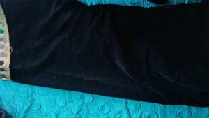 Elegant Black Velvet Kurta with Mirror Work stitch