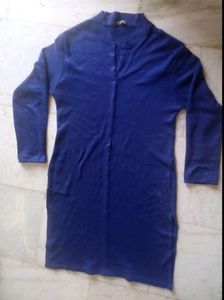 Blue Woolen Kurti With Both sides Pocket