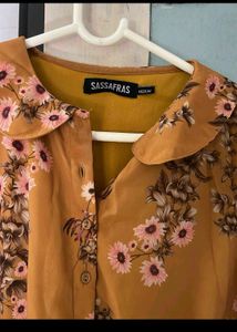 Stylish Yellow Floral Print Midi Dress