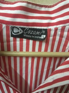 Chic Red Striped Peplum Top