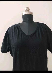 Casual Black plus size T-Shirt