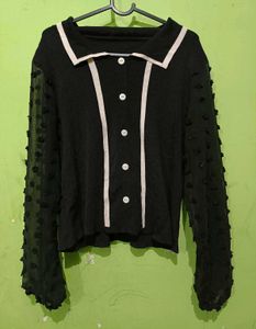 Stylish Black Sheer Sleeve Top