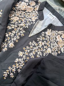 Elegant Black Embroidered Kurta Set
