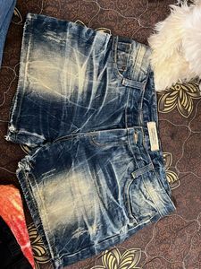 Distressed Blue Denim Shorts