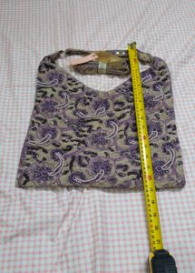 Purple Beaded Floral Hobo Handbag