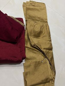 Elegant Maroon Kurta Set with Gold Embroidery