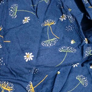 Blue Floral Pattern A Line Mini Dress