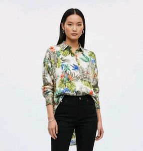 Oversized Satin Beachy Floral Long Shirt