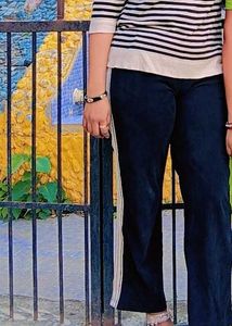 Comfortable Black Striped Pants