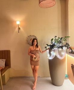 Stylish Brown Halter Neck Mini Dress