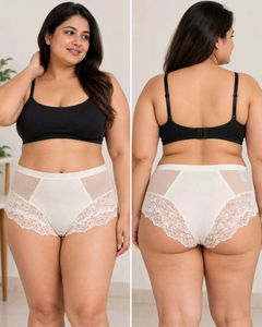Cream Lace High-Waisted Briefs – Size 20