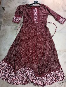 Maroon Printed long frock