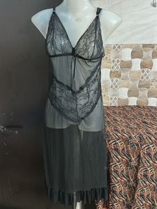 Elegant Black Lace Nightgown