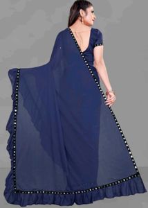 Blue Saree With Blouse Piece