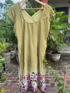 Embroidered Olive Green Kurta