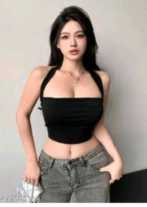 Stylish Black Halter Neck Crop Top