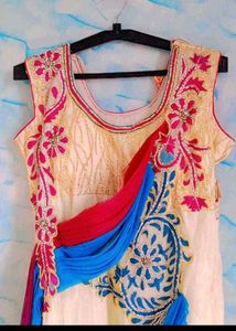 Elegant Ethnic Gown with Colorful Draping