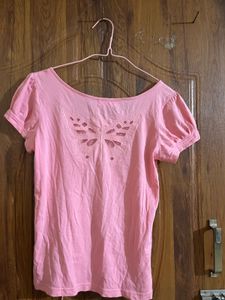 Pink lace detailed shirt