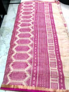 Vintage Pink &amp; Beige Saree With Fall &amp; Picco