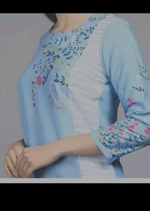 New Light Blue Floral Kurta+ surprise free bee