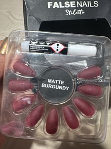 Technic Stiletto False Nails Matte Burgundy