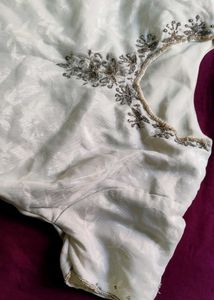 Delicate White Kurti with Embroidered Neckline