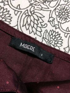 MAGRE Burgundy V-neck Peplum Cami Top