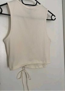 Cream Lace-Up Cut-Out Tank Top