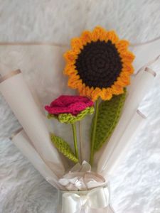 Crochet Sunflower &amp; Rose Bouquet