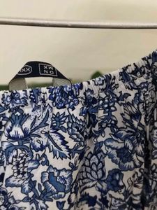 Blue Floral Print Tunic Top
