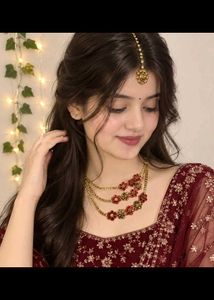 Red & Gold Flower Necklace Set