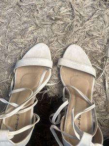Stylish White Lace-Up Heels