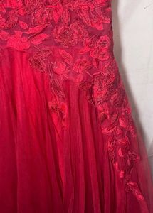 Red Floral Embroidered Gown