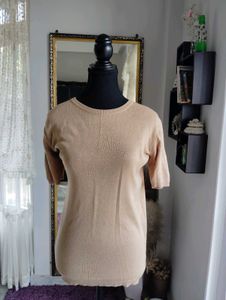 Neutral Short Sleeve Knit Top
