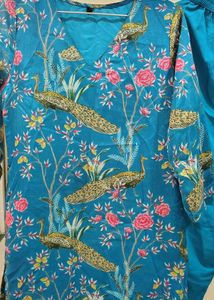Vibrant Blue Printed Kurta with Pants