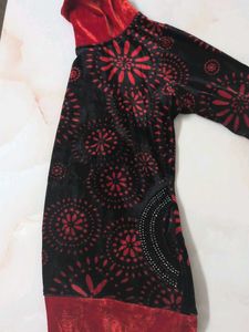 Velvet Print High Neck Top