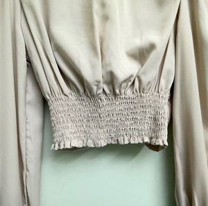 Stylish Beige Twist Front Crop Top