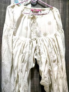 Cream Ethnic Salwar and Dupatta Set