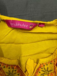 Anubhutee Yellow Embroidered Top - Size S