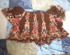 Brown Floral Crop Top