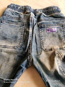 7-8 Yrs, 22" Waist Kids Blue Denim Cargo Joggers
