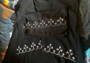 Embroidered Black Abaya with hijab