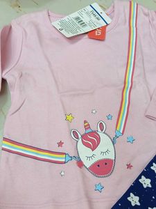 3-4 year Cute Unicorn Pink Top &amp; Star Leggings Set