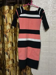 Striped Knit Midi Dress